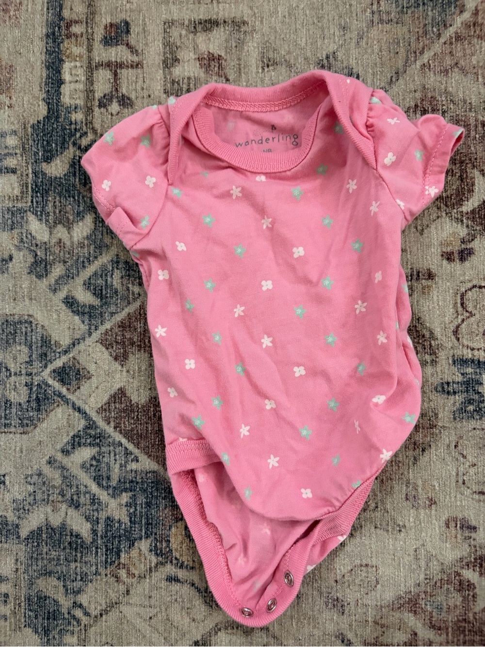Wanderling Pink Floral Baby One-Piece Bodysuit